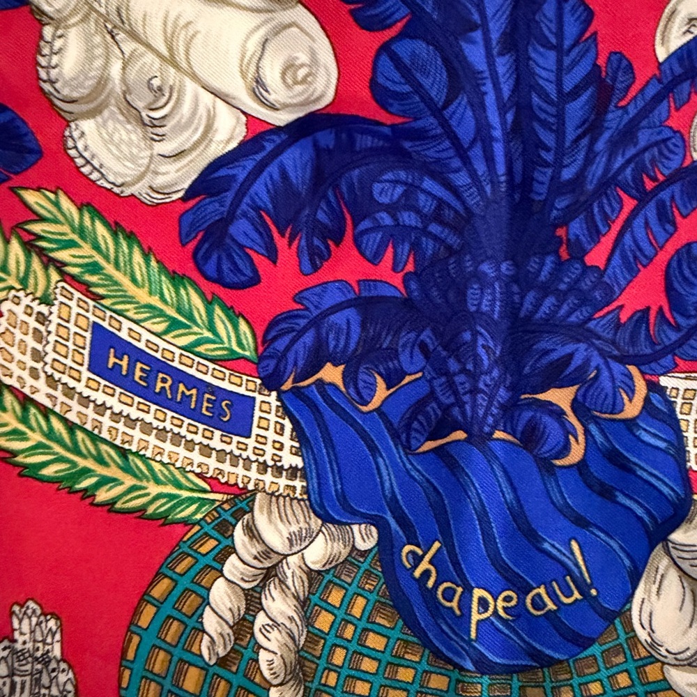 Hermes Vibrant Red and Blue Scarf